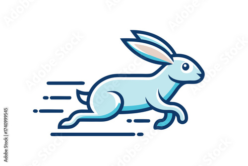 Rabbit hopping icon with subtle motion line illustration