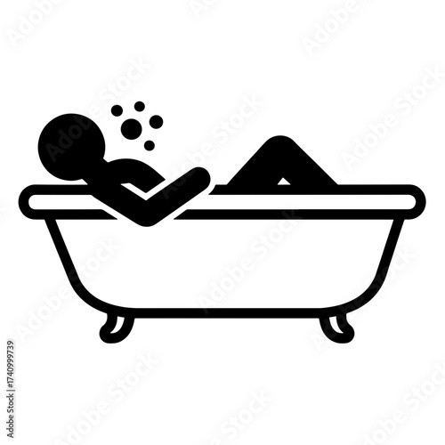 Bathtub Relax Icon Vector - Bathroom Spa Shower Illustration