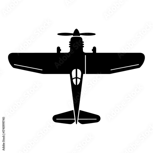 P-51 Mustang Fighter Plane Silhouette Vector - WWII Warbird Aircraft Illustration