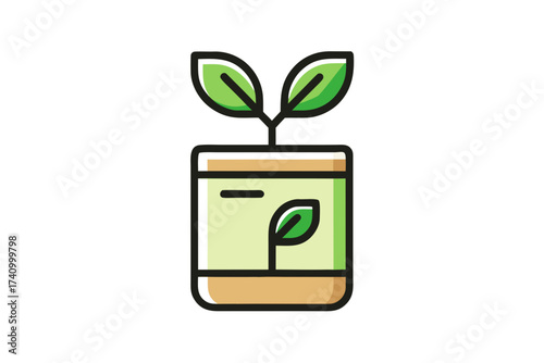 Seed packet icon with small plant sprouting growth