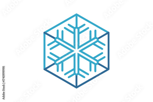 Snowflake hexagon featuring delicate icy branching tips design
