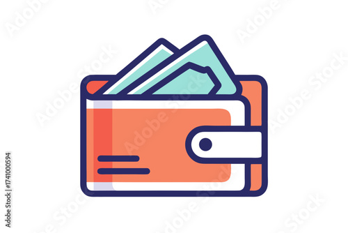 Wallet icon showing cash partially visible inside pocket