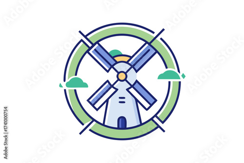 windmill icon with subtle circular motion effect simple design,