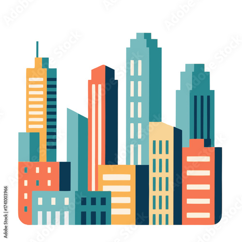 illustration of high-rise buildings in a big city. isolated on a white background.