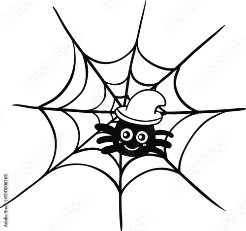 illustration Halloween spider hand drawn outline concept