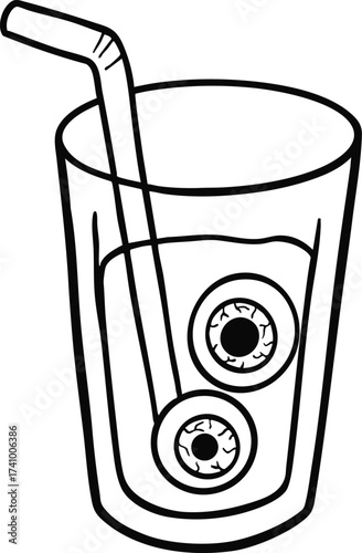 illustration Halloween soft drink hand drawn outline concept