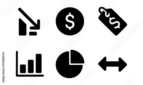 Economic indicators symbols for financial analysis and market trends design