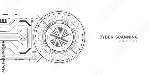 Fingerprint. Technological background. Safety lock. Security access sign. Vector illustration .