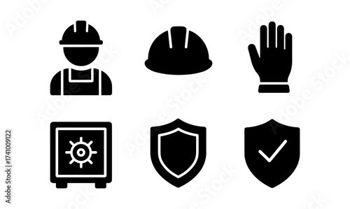 Essential work safety icons for industrial environments and protective measures