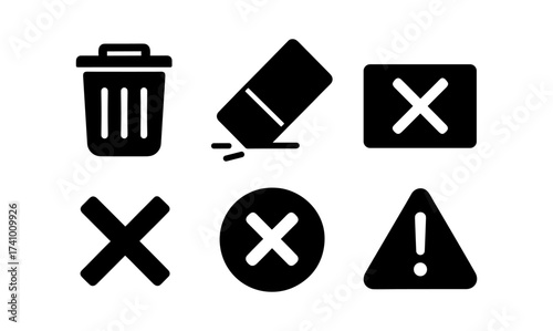 Minimalistic error and warning icon set for user interface design and development