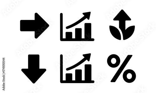 Growth and progress icons for business and analytics design