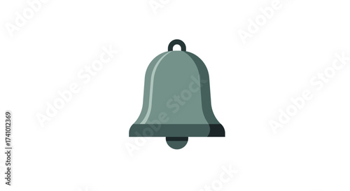 Simple Gray Bell Icon with Clapper and Hanger.