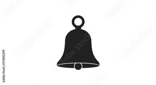 Simple Black Bell Icon with Ringer and Loop.