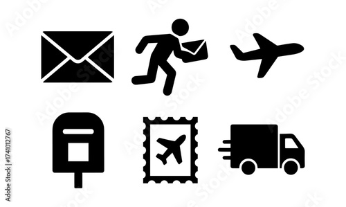 Postal and delivery icons collection for communication design and print materials