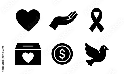 Charity symbols collection for fundraising and awareness campaigns design