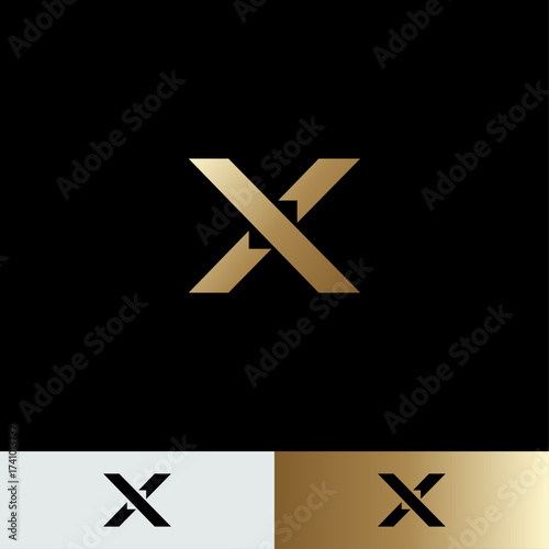 Modern Intersecting Letter X Logo with three backgrounds. 