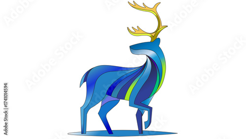 Modern Geometric Stag with Golden Antlers