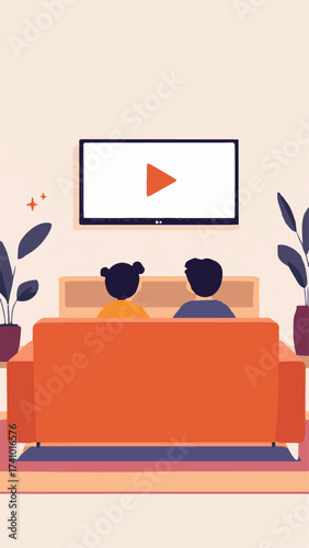couple watching tv in living room