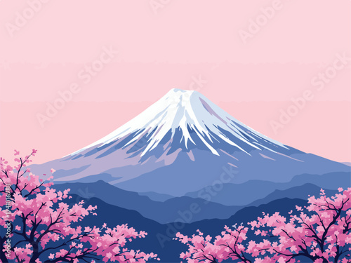 mt fuji and cherry blossoms