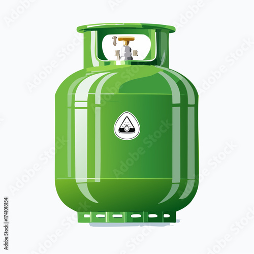 Green LPG Cylinder Illustration for Home or Industrial Use, Safety and Storage Concept