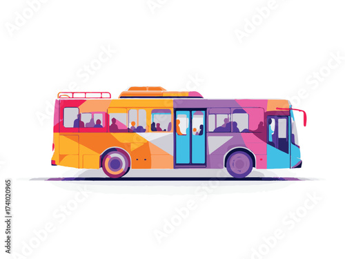 colorful bus isolated on white