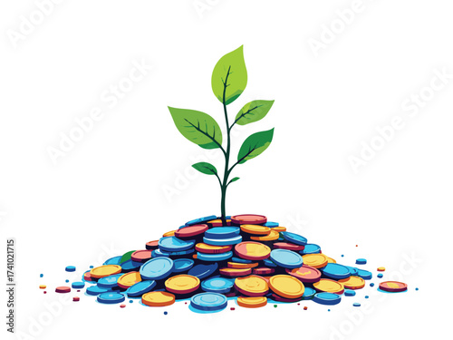 plant growing from coins - growth