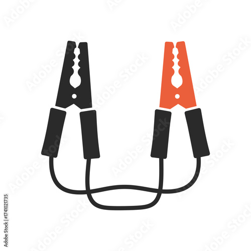 Simple illustration of black and orange jumper cable connectors displayed