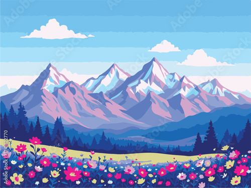 mountain landscape with blue sky