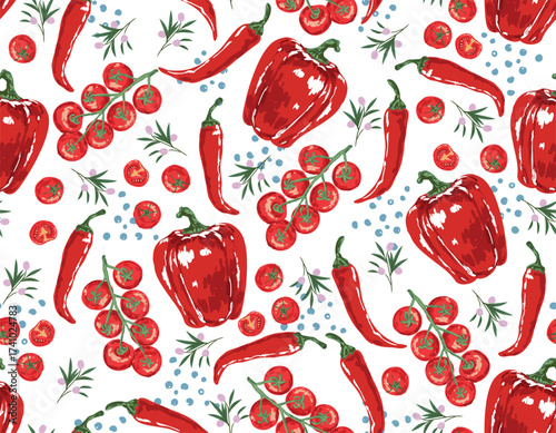 Trendy hand drawn vegetables sketch. Vintage seamless pattern vector with fresh pick vegetables from farm