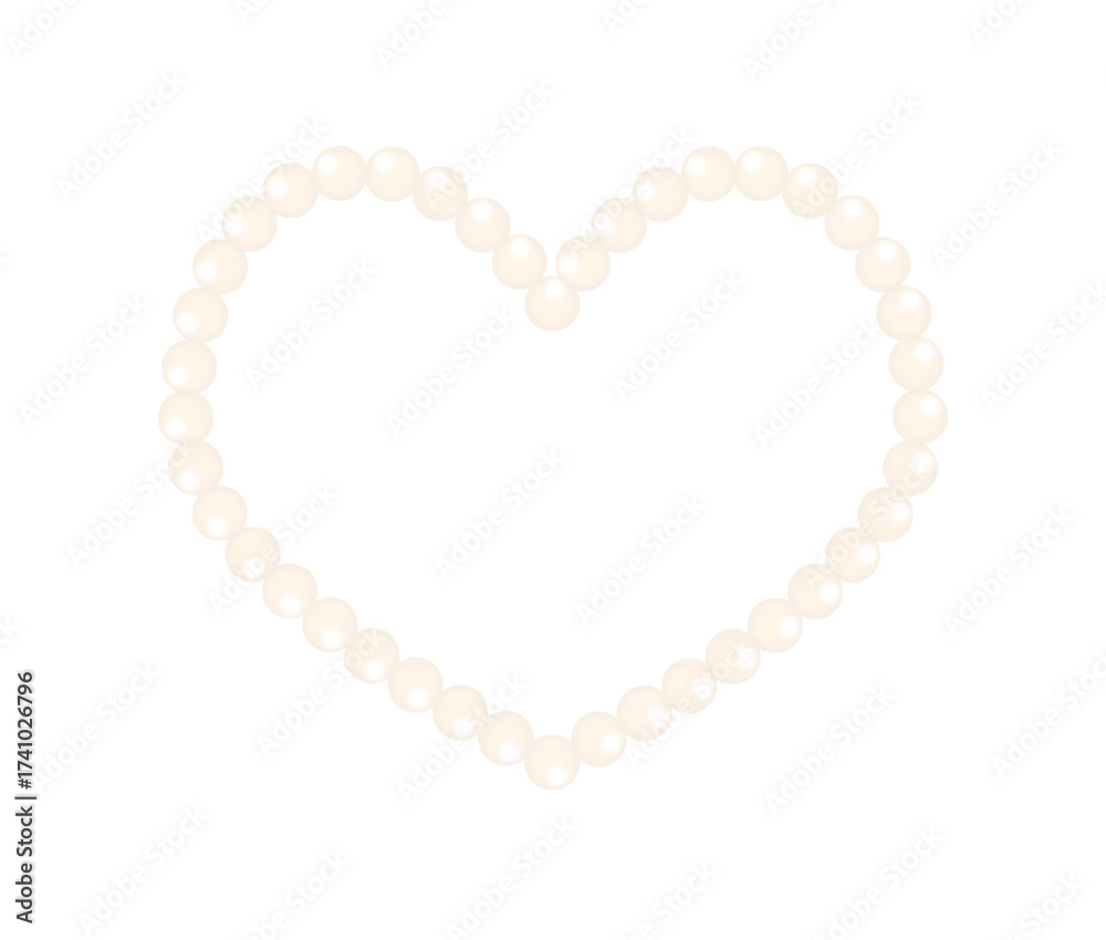 Fototapeta premium Heart shape frame painting isolated on transparent background. Perl frame for decoration. Chain vector illustration