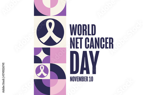 World NET Cancer Day. November 10. Template for background, banner, card, poster with text. Vector EPS10 illustration.