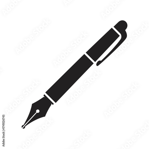 Simple black and white illustration of a classic fountain pen design