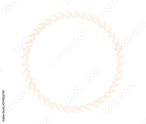 Round shape frame painting isolated on transparent background. Perl frame. Silver beads frame for decoration. Chain vector illustration