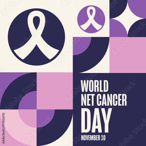 World NET Cancer Day. November 10. Template for background, banner, card, poster with text. Vector EPS10 illustration.