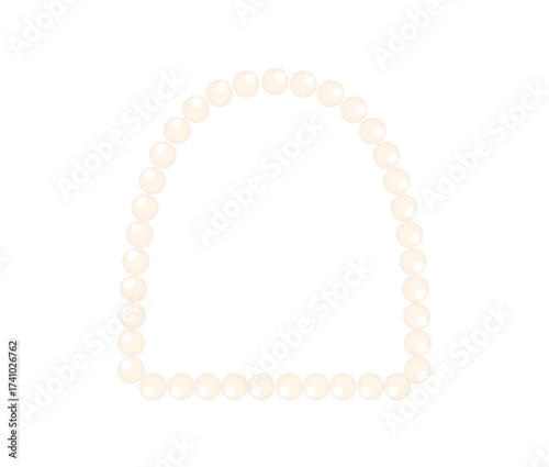 Arch shape frame painting isolated on transparent background. Perl frame. Silver beads frame for decoration. Chain vector illustration