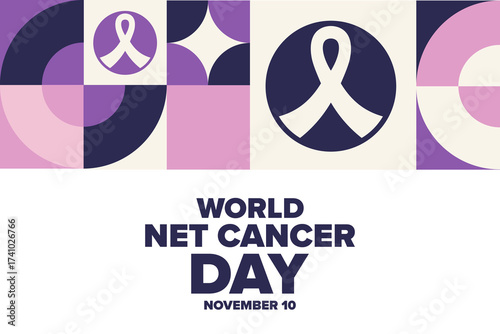 World NET Cancer Day. November 10. Template for background, banner, card, poster with text. Vector EPS10 illustration.