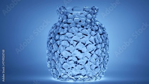 Abstract blue vase with a textured, fragmented surface