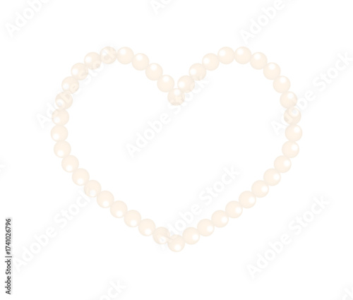 Heart shape frame painting isolated on transparent background. Perl frame for decoration. Chain vector illustration