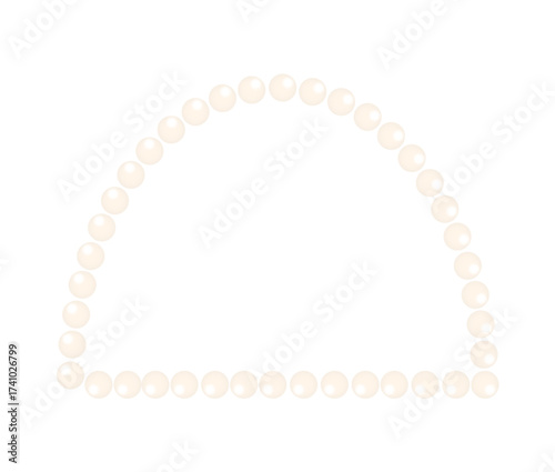 Arch shape frame painting isolated on transparent background. Perl frame. Silver beads frame for decoration. Chain vector illustration