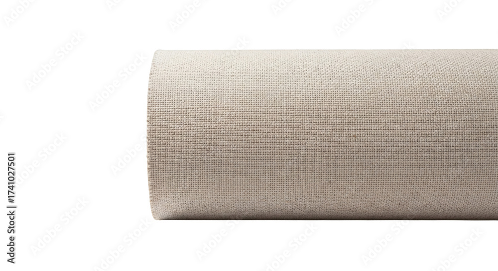 Obraz premium Rolled up beige textured carpet isolated on transparent background