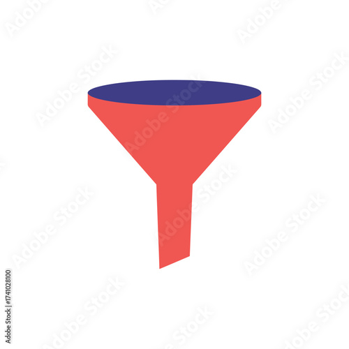 Simple illustration of a red and blue funnel on a white background