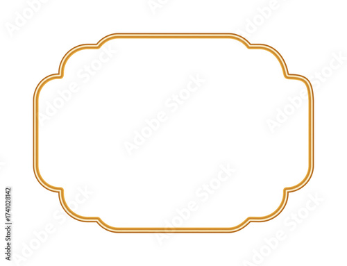 Wallpaper Mural Ornamental gold border in oriental style. Shiny golden luxury 3d frame. Realistic object mockup for photo frame. Indian decorative element. Vector for certificate, stamp, vignette Torontodigital.ca