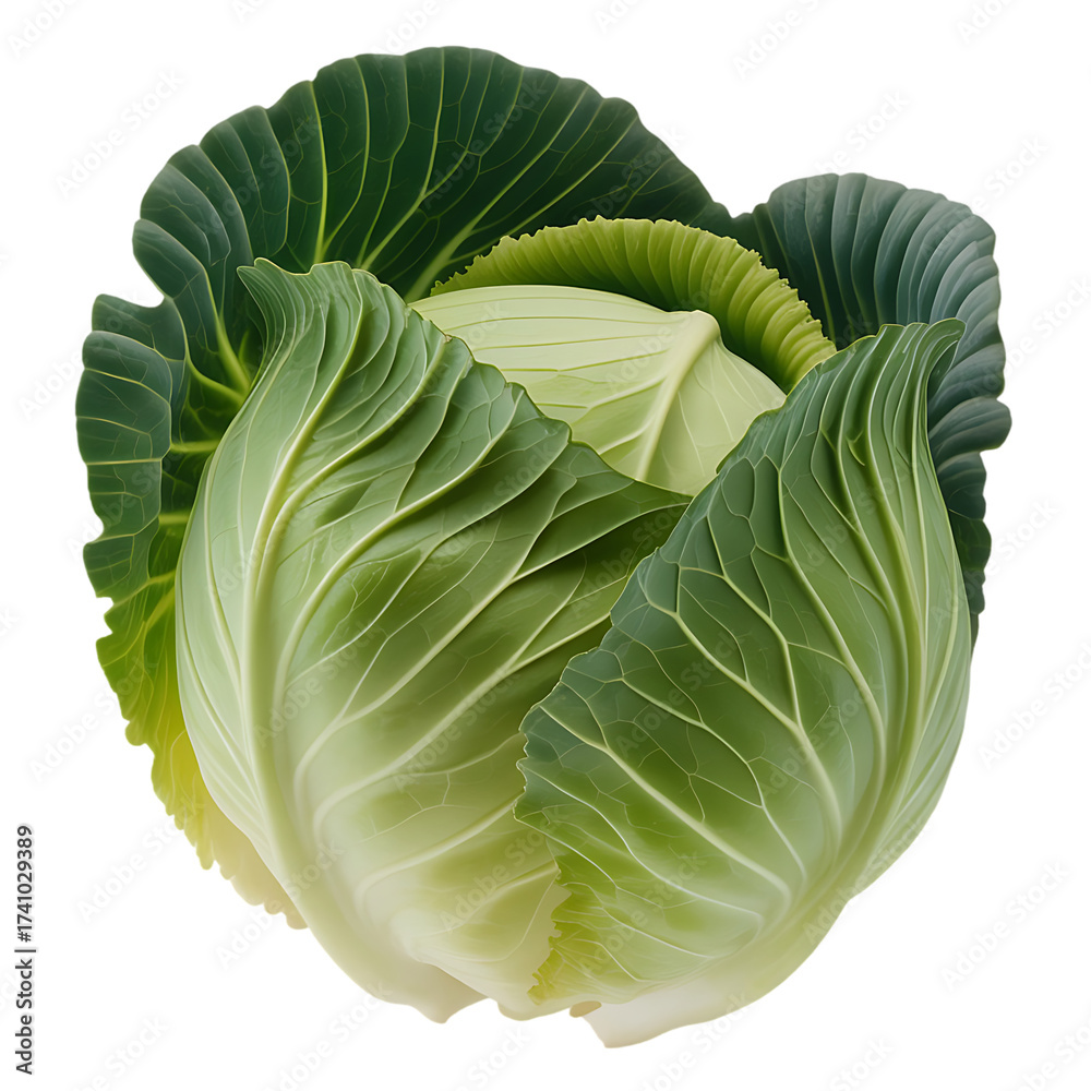 Obraz premium Fresh green cabbage head closeup
