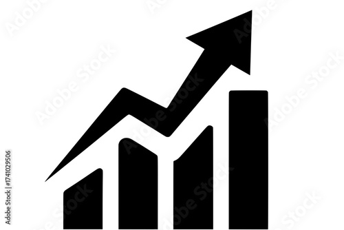 Dynamic graphic depicting robust financial growth and business advancement. This clean icon represents positive market trends, analytical data, and a clear path towards success and improvement