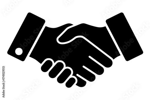 Professional handshake icon symbolizing agreement, partnership, and successful business dealings, representing collaboration, mutual trust, and positive human connection
