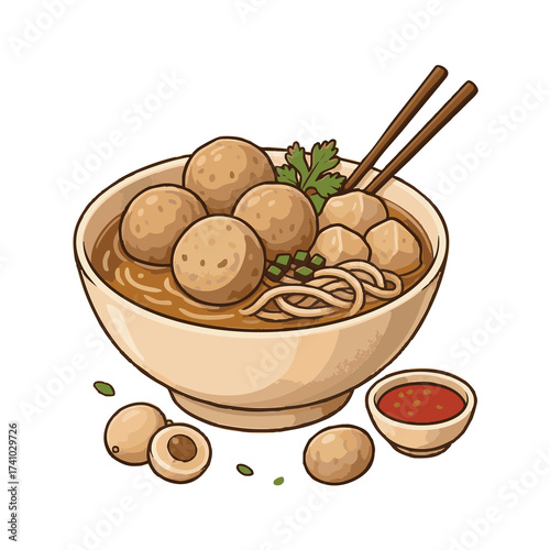 Meatball Soup Bakso PNG Illustration (Isolated, No Background)