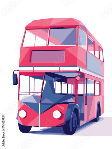 red bus isolated on white