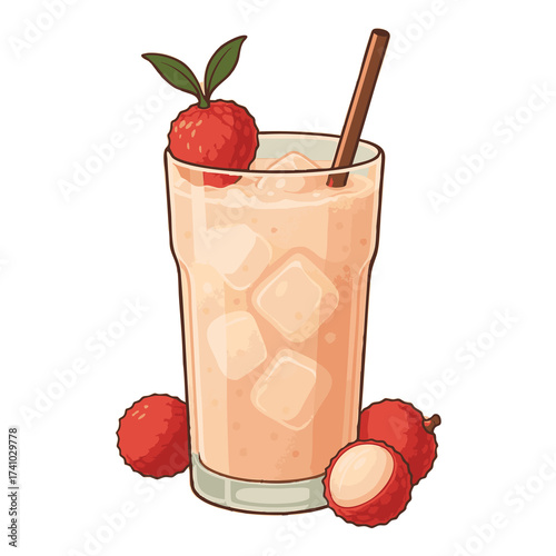 Lychee Milk Drink PNG Illustration (Isolated, No Background)