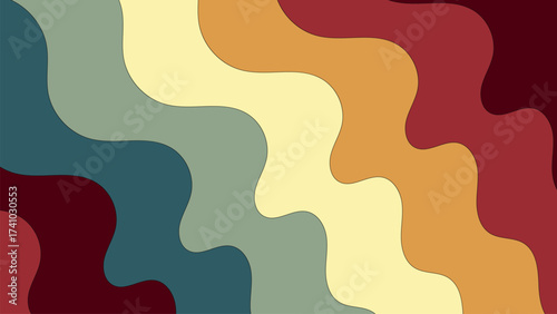 Abstract retro wavy background with earth tone colors