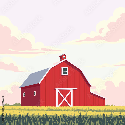 red barn in the field